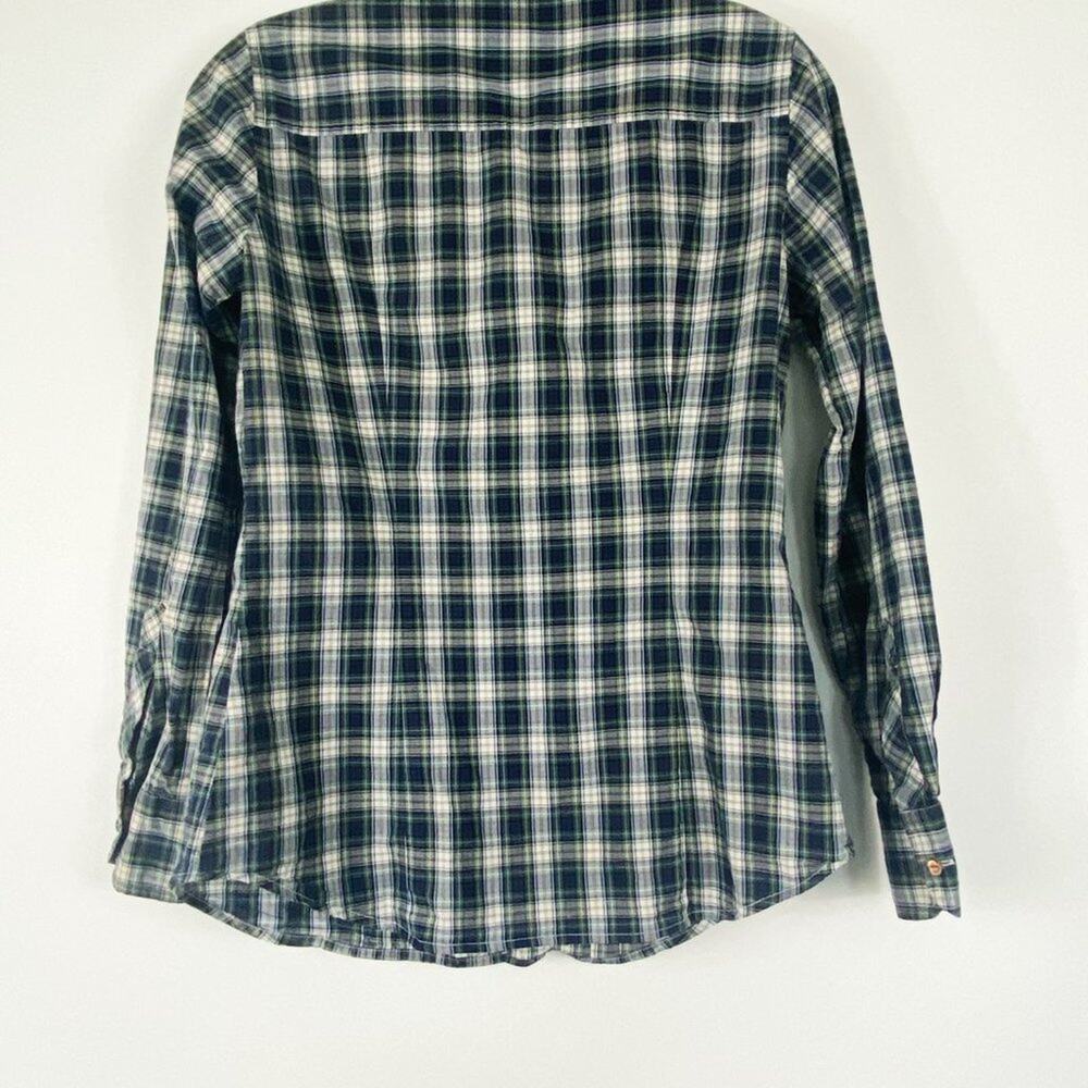 J. Crew Navy Tartan Plaid Ruffled Tuxedo Button Down Shirt Womens XS - Picture 4 of 6